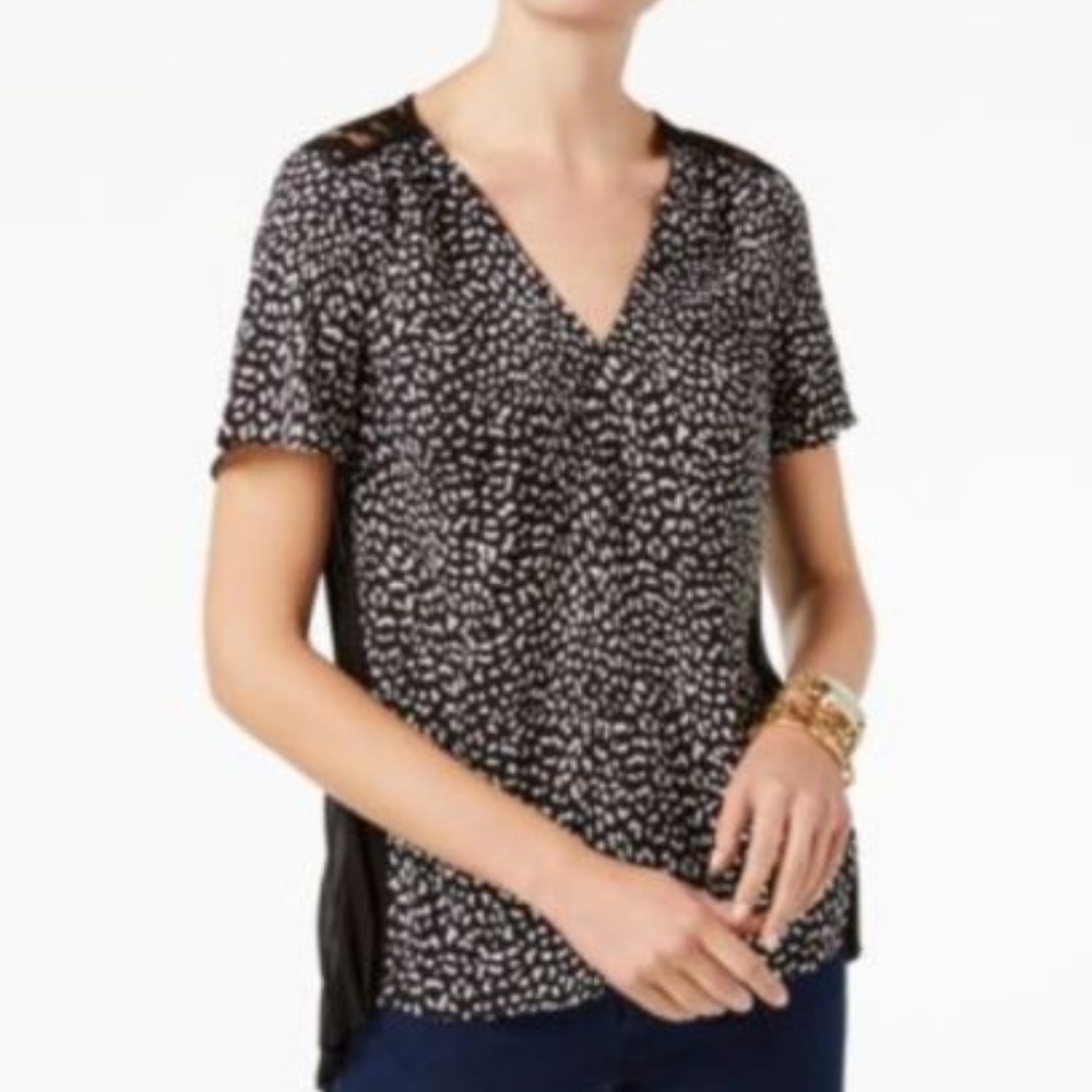 Michael Kors Printed Pleated-Back Top